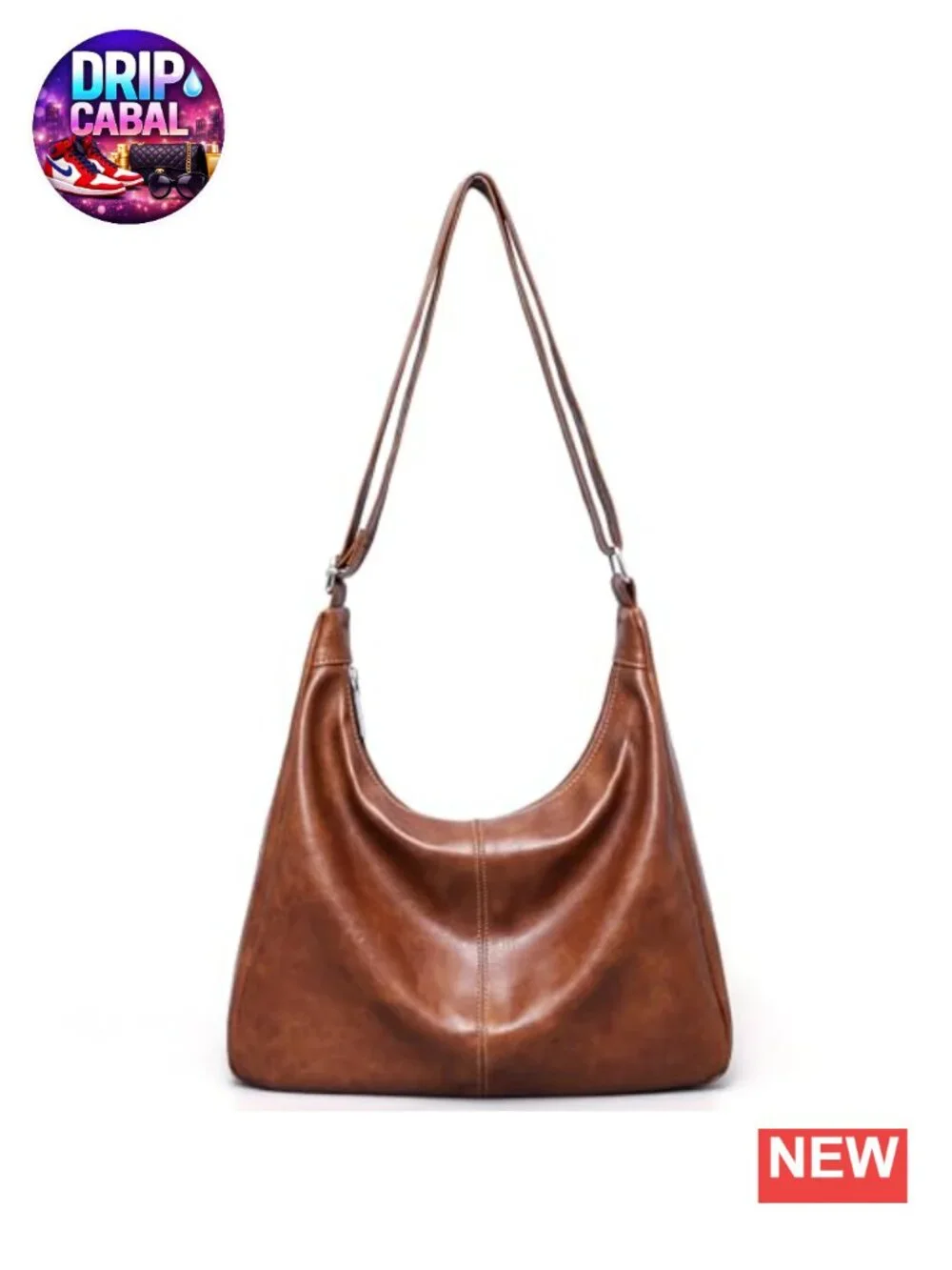 Vegan Leather Slouchy Hobo Shoulder Bag Tote with Adjustable Strap